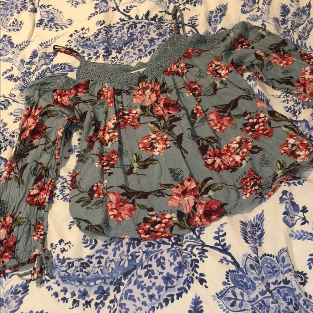 Off the shoulder floral shirt